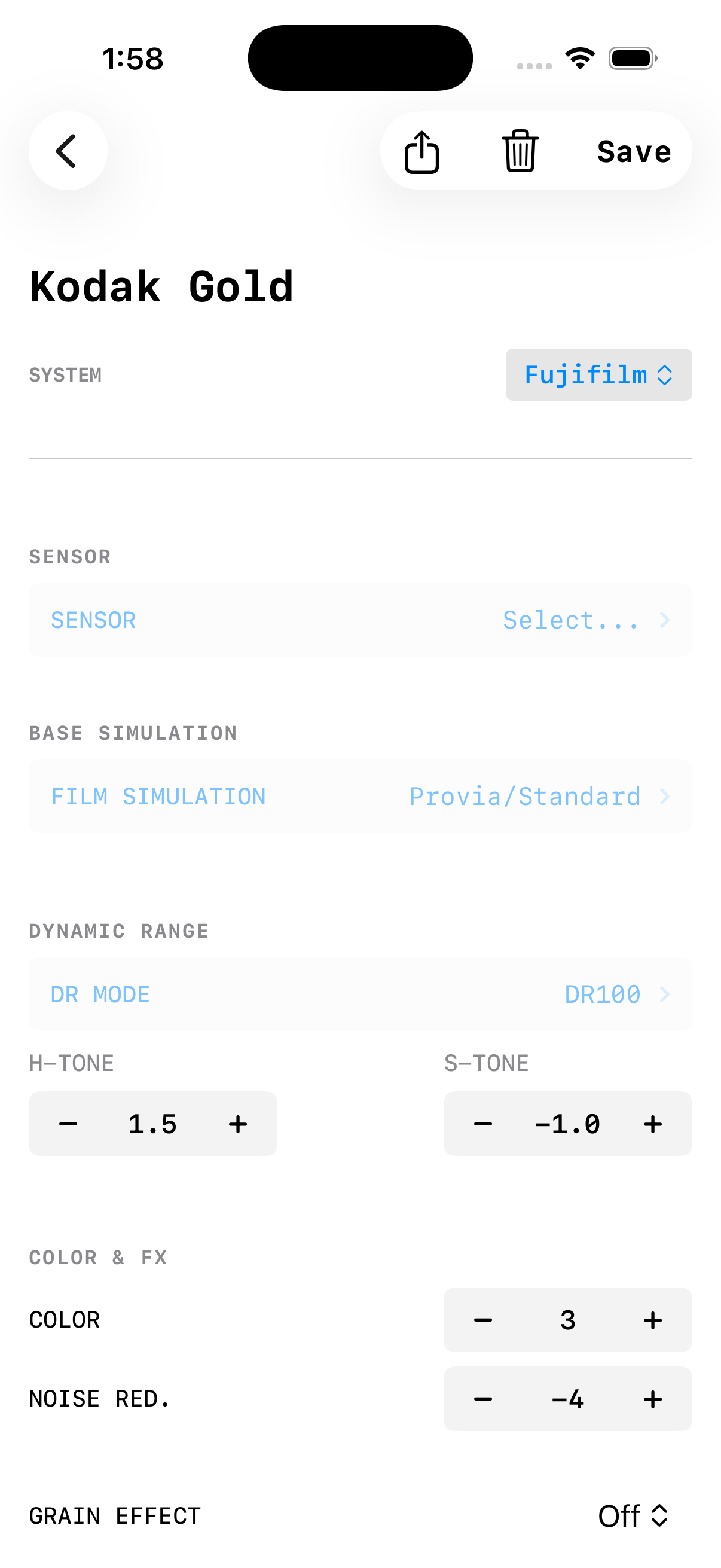 Simulated Film Details