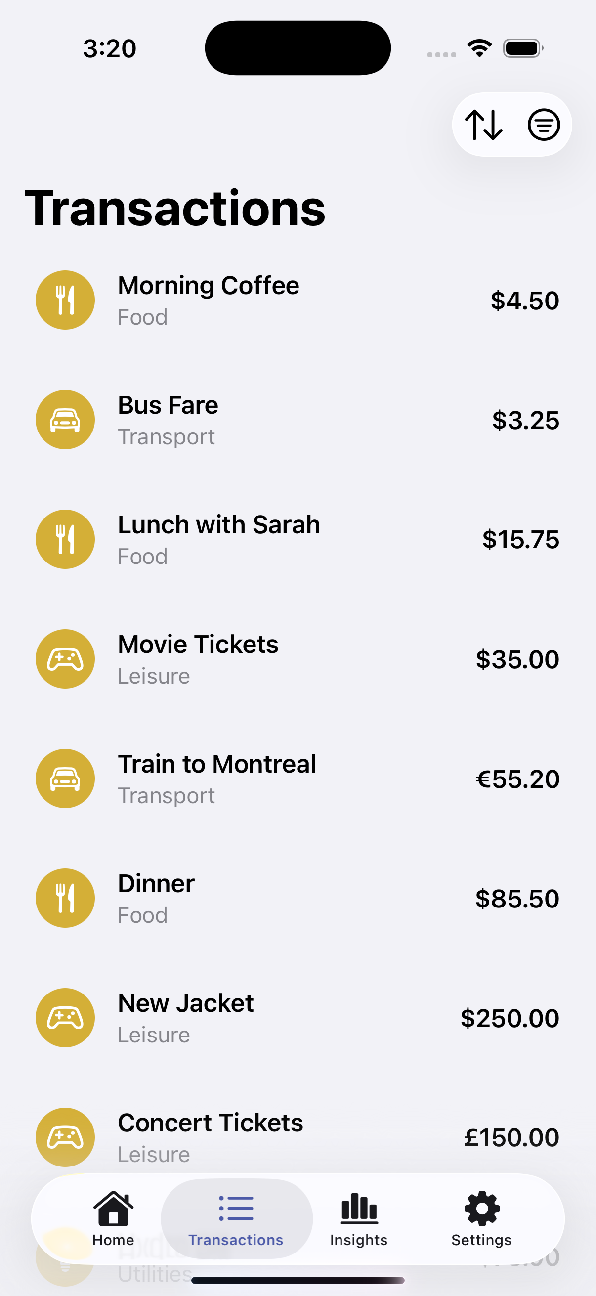 Spent Today App Screenshot 2